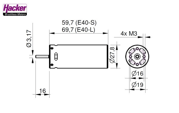 62100520 BL-Motor E40-S 2D 3300kv 3-5S Imp.
